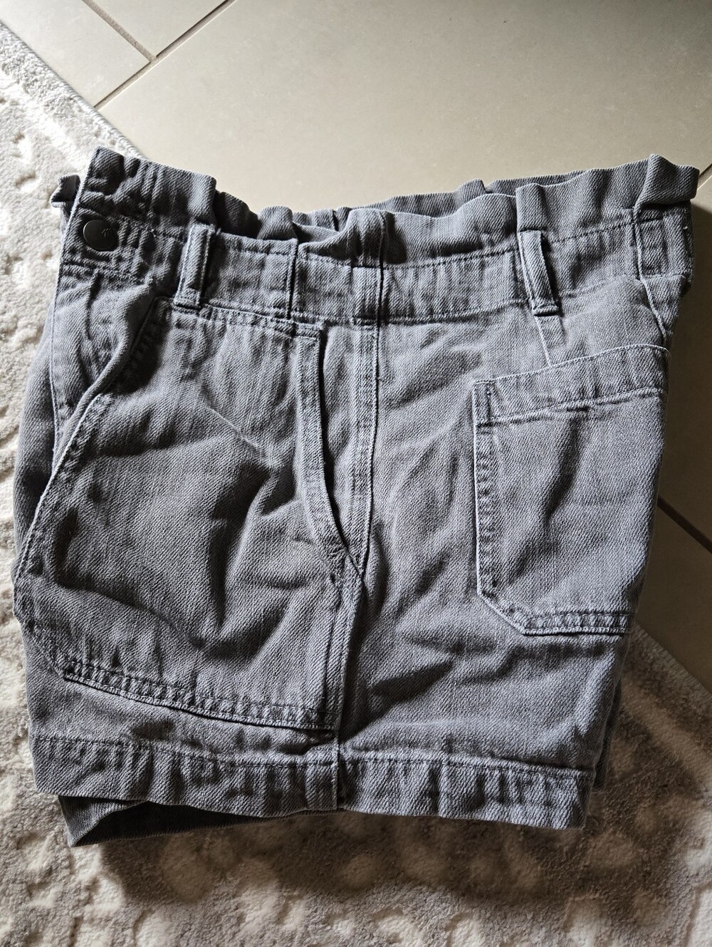 Madewell Denim Snap Paperbag Shorts Pale Grey 25 Pockets Summer Cleangirl French
